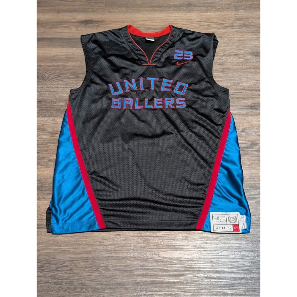 Nike LeBron James 23‎ United Ballers Basketball Jersey Black Blue Red Size L